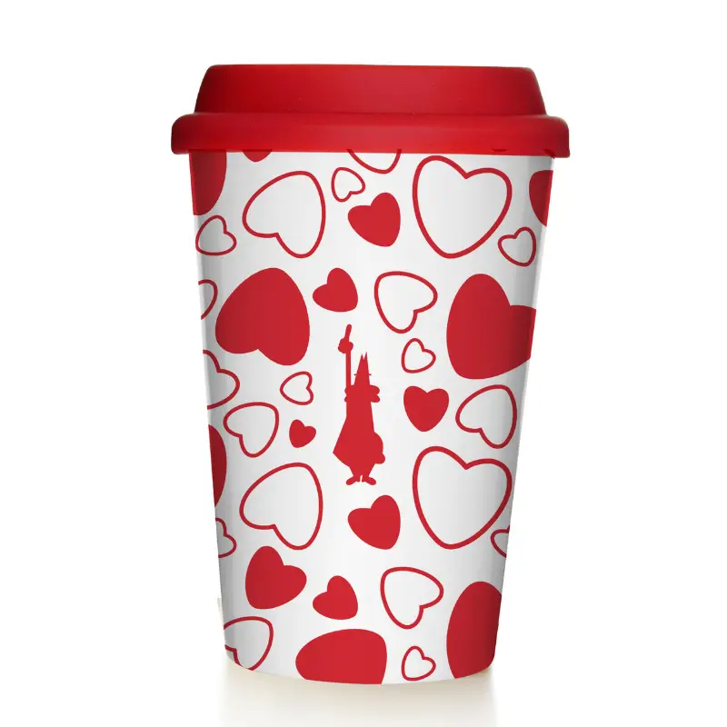 Bialetti Cuore Porselen Take Away Mug Kapaklı Bialetti Cuore Porselen Take Away Mug Kapaklı