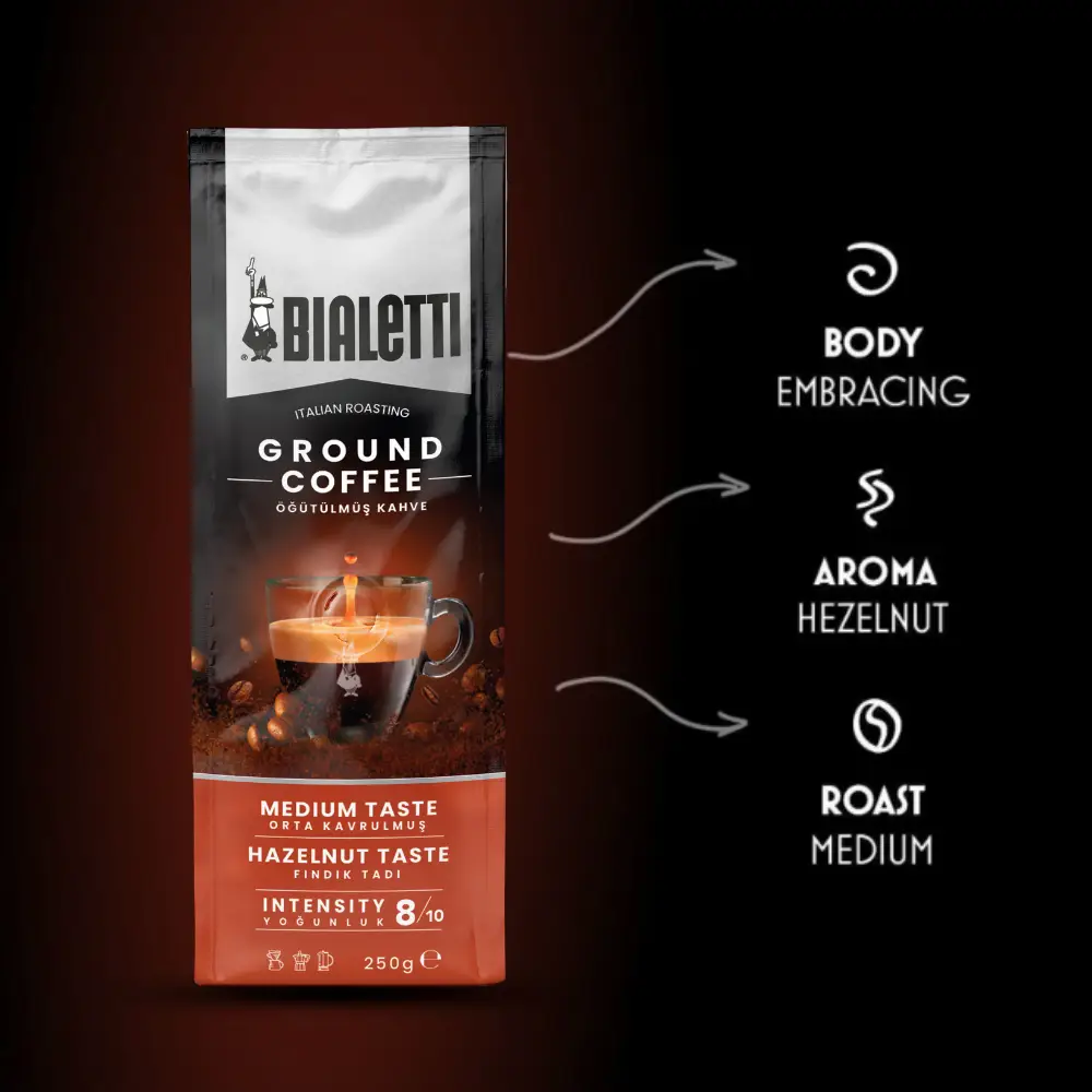 Bialetti Fındıklı Öğütülmüş Kahve 250 Gr Bialetti Fındıklı Öğütülmüş Kahve 250 Gr