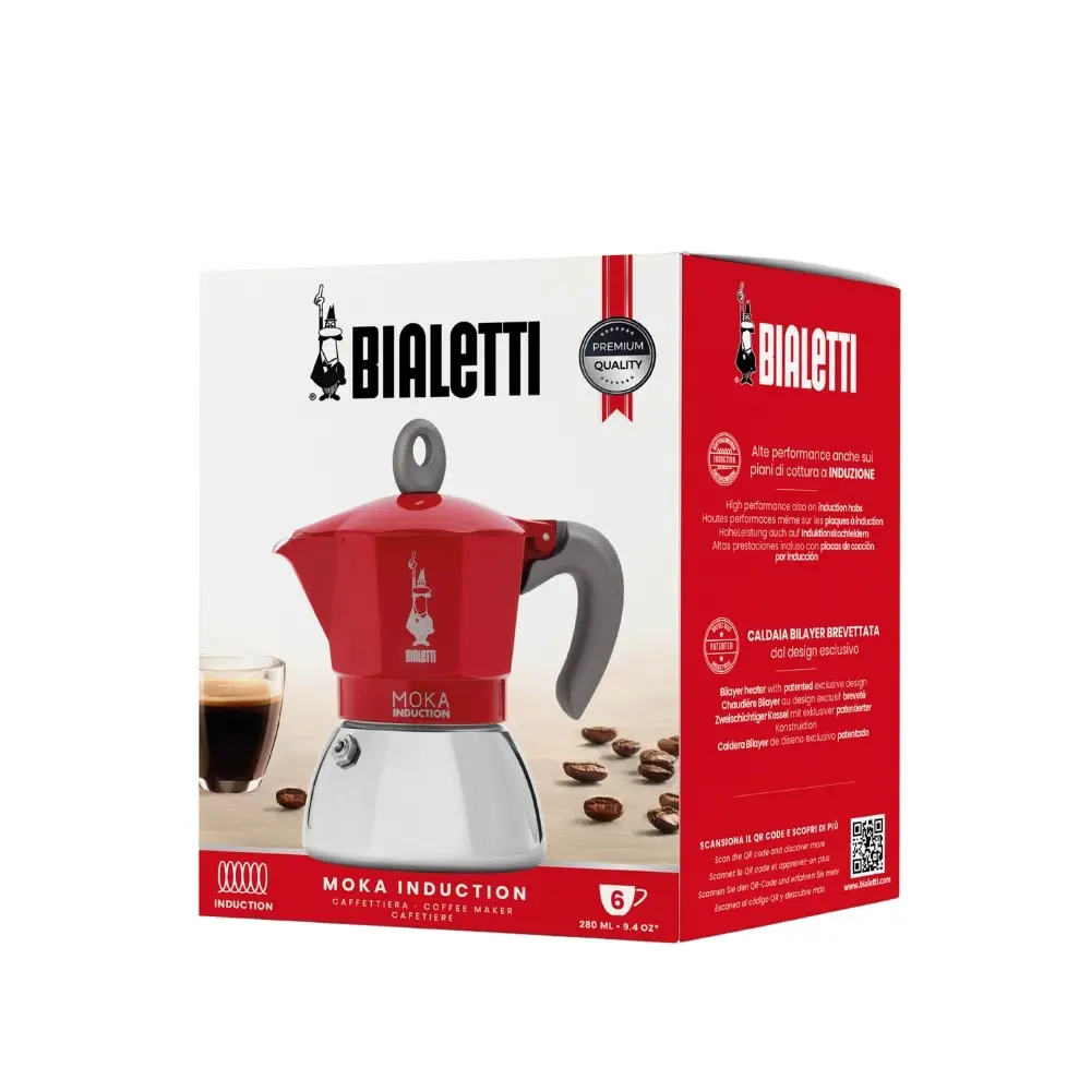Bialetti İndüksiyon Mokapot Kırmızı (6 cup) Bialetti İndüksiyon Mokapot Kırmızı (6 cup)