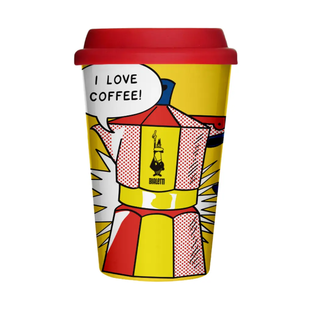 Bialetti Lictenstein Porselen Take Away Mug Kapaklı