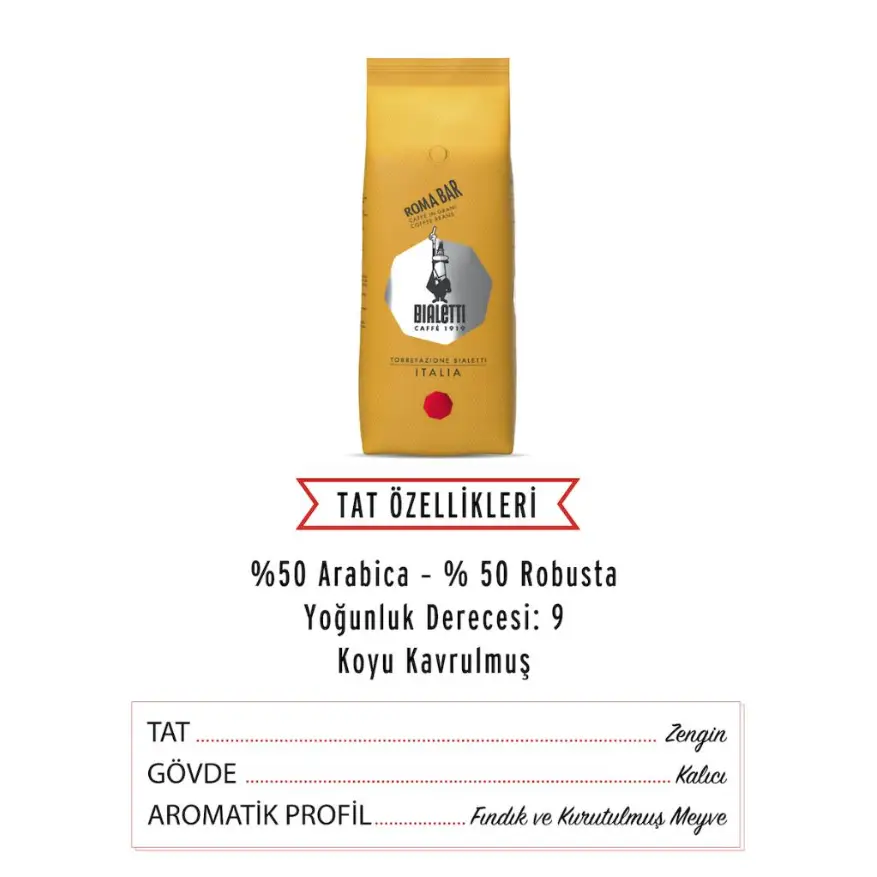 Bialetti Roma Çekirdek Kahve 1 kg Bialetti Roma Çekirdek Kahve 1 kg