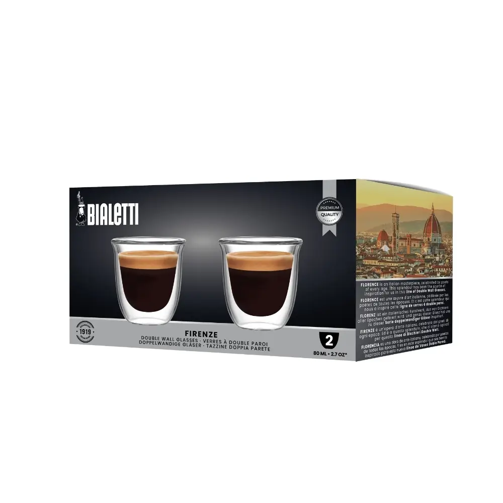 Bialetti Set 2`li Çift Cam Bardak Seti Firenze 80 ML Bialetti Set 2`li Çift Cam Bardak Seti Firenze 80 ML
